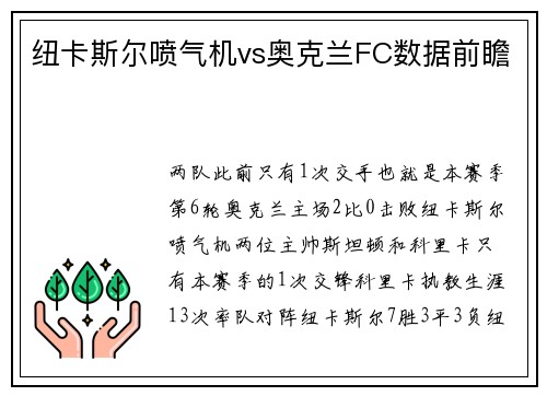 纽卡斯尔喷气机vs奥克兰FC数据前瞻